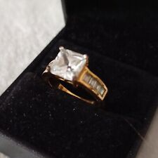 Gold Toned Ring Cubic Zirconia CZ Size O Multi Stone