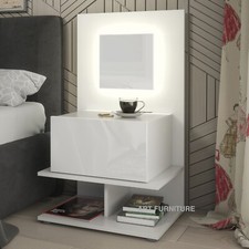 White Bedside Cabinet Night