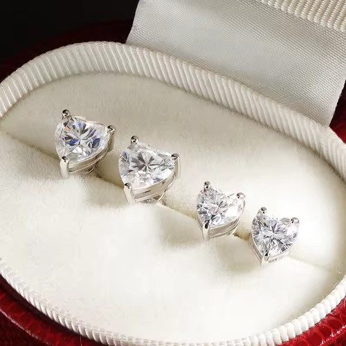 Heart moissanite stud - moissanite,