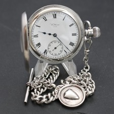 Stunning Antique Waltham 15 Jewel Sterling Silver Half Hunter Pocket Watch