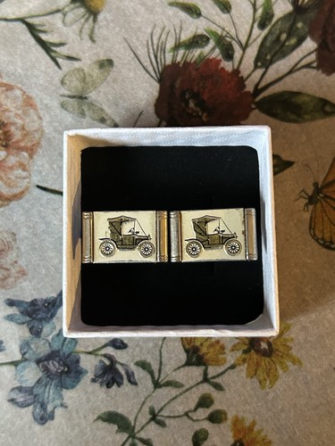 Vintage car cufflinks gold - car,