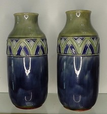Pair of Large Doulton Vases by Florrie Jones