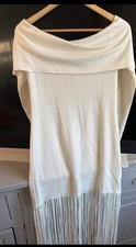 Zara Cream Off The Shoulder Fringe Dress Size Large New with Tags