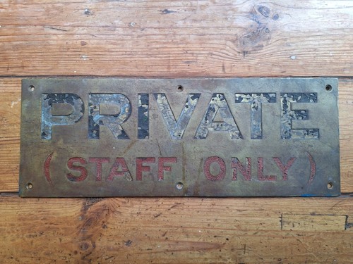Vintage cast brass name plate - cast,