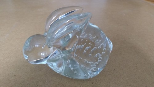 Glass rabbit paperweight - glass,