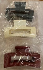 Set Of Three Medium Hair Claws Clips For All Hair Types Gray Cream And Red 