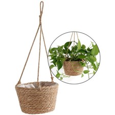 Garden Hanging Plant Storage Basket Jute Rope Woven Indoor Outdoor Flower Pot