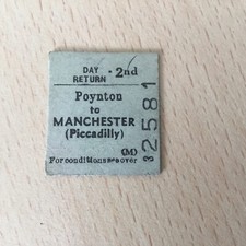 Half.  RAILWAY  Ticket;.  (   Poynton.  To.  Manchester Picc,   65,    )