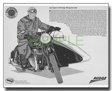 Rudge 500 Special Outfit sidecar framed picture Jim Targett 1936 free p&p UK