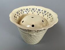 A rare late 18thc Leeds Pottery creamware basketweave reticulated potpourri.