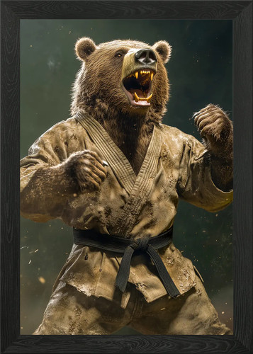 Bear karate framed - bear, wall