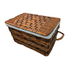 Wicker Wooden Basket Liner Handles Country Farmhouse Storage Laundry Retro CB26