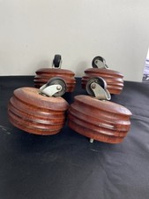 Set Of  4 Vintage Wooden Bun Feet Sofa Feet
