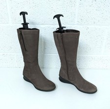 ECCO Gore-Tex Suede Boots Brown Wedge Heel Zip Up - Size 38 / UK 5