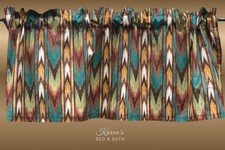 Western Cowboy Brown Teal Southwestern Arrow Stripe Curtain Valance t4/29