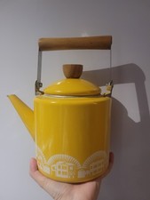 Moordale Mini Moderns Vintage Yellow Patterned Enamel Teapot / Kettle