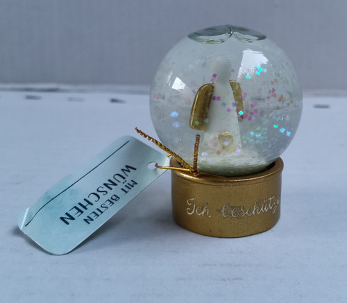 Snow globe golden angel glass - golden,