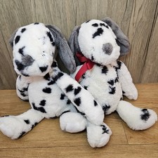 2 X Sainsburys Red Bow Spotty Dalmatian Dog Soft Toy Plush 11" Pair Bundle  