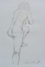 Pencil drawing female nude