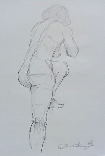 Pencil drawing female nude