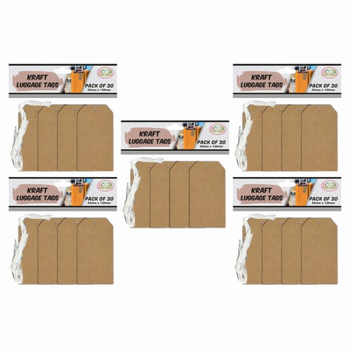 Kraft luggage tags with - with, string