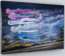 RED ARROWS AIRCRAFT CANVAS PICTURE WALL ART LARGE 