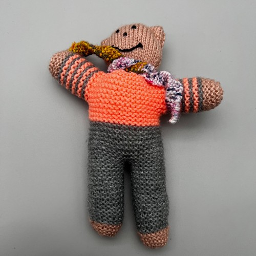 Hand knitted teddy bear plush - knitted,