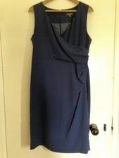alexon dress size 14 lined, royal blue, sleeveless, crossover V-neckline