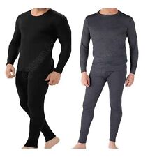 Mens Thermal Underwear Set Long John & Full Sleeve Shirt Black Charcoal 