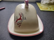 Devon Crown Stockholm Cheese / Butter Dish and Cover Red Leaping Deer