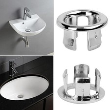 2Pcs Bathroom Basin Sink Overflow Ring Round Hole Chrome Inserts Trim Cap NEW,
