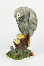African Grey Resin Hand-Painted Bird Figure 7.2"