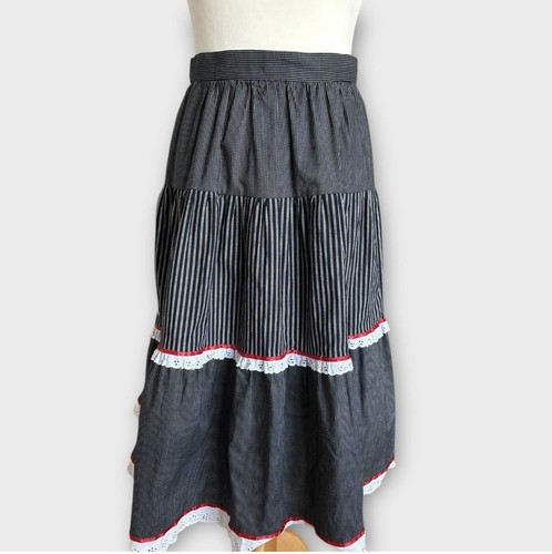Vintage tiered midi black - vintage,