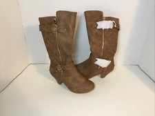 Lucky Top Cookie Quilted Buckle Mid Heel Knee High Riding Boots For Little Girls