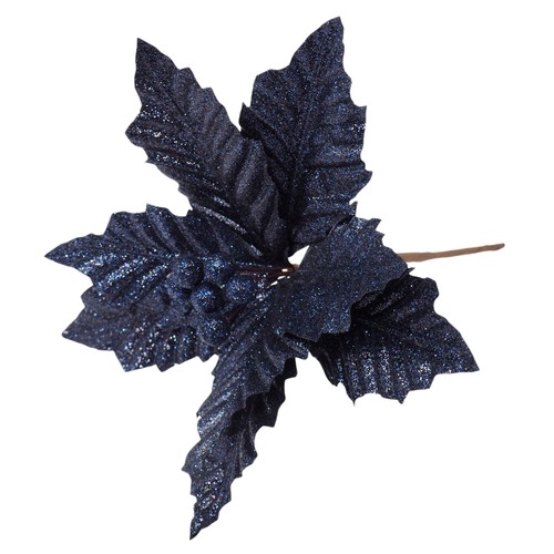 Navy blue poinsettia christmas - navy,