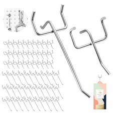 62 Pcs Pegboard Hooks, Stainless Steel Peg Board Hooks, 2 and 4 Metal Pegboard