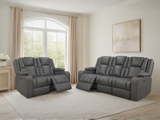 Grey Leather Electric Recliner