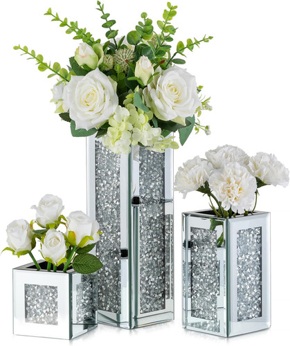 Silver rectangle glass vases - rectangle,