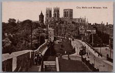 YORK - North Yorkshire City Walls & Minster Postcard Posted 1924