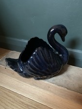 Vintage navy swan planter /