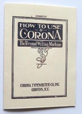 VINTAGE ANTIQUE SMITH CORONA FOLDING TYPEWRITER REPLICA INSTRUCTION BOOKLET