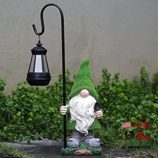 Flocked garden gnome statue - garden,