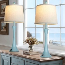 Riweey Blue Metal Table Lamp