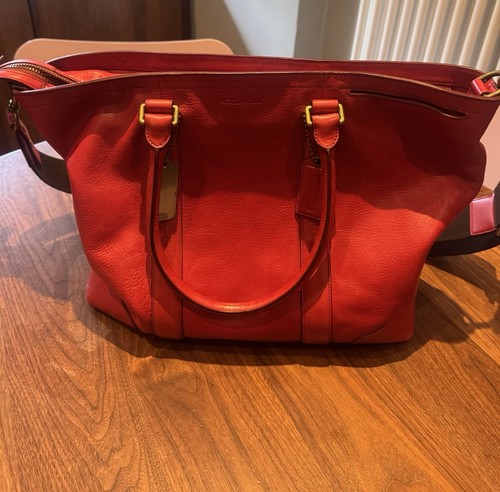 Coach red leather weekend bag - leather,