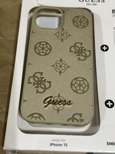 Genuine Guess Perforated 4G Glitter Impact Case For iPhone 15 