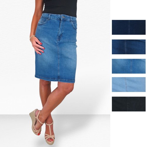 Ladies knee length denim skirt - ladies,