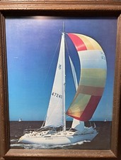 BEAUTIFUL FRAMED SAILBOAT QUADRIGA GARY MULL’S 3/4TON WINNER RANGER YACHTS 16x20