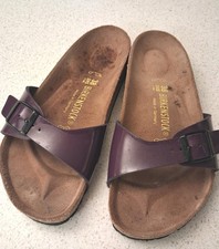 BIRKENSTOCK GORGEOUS LADIES OPEN TOED PURPLE FLAT SANDALS SIZE UK 5 LOVELY COND