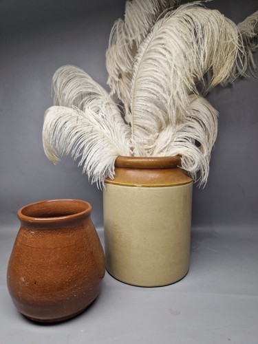 Vintage stoneware jar vase - vintage,