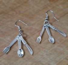 Cutlery Spoon Fork Knife Chef Cooking Novelty Earrings